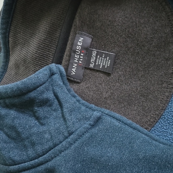 Van Heusen Men's Quarter Zip Ocean Blue Pullover XL - Picture 5 of 7